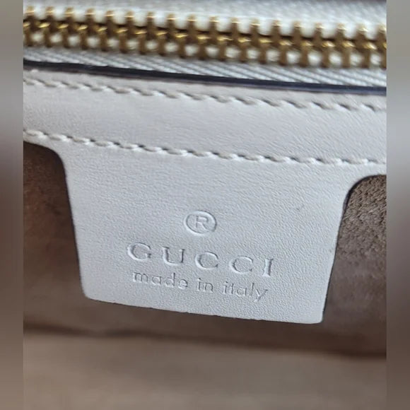 Gucci Sylvie 2 Way White Calfskin Leather Handbag