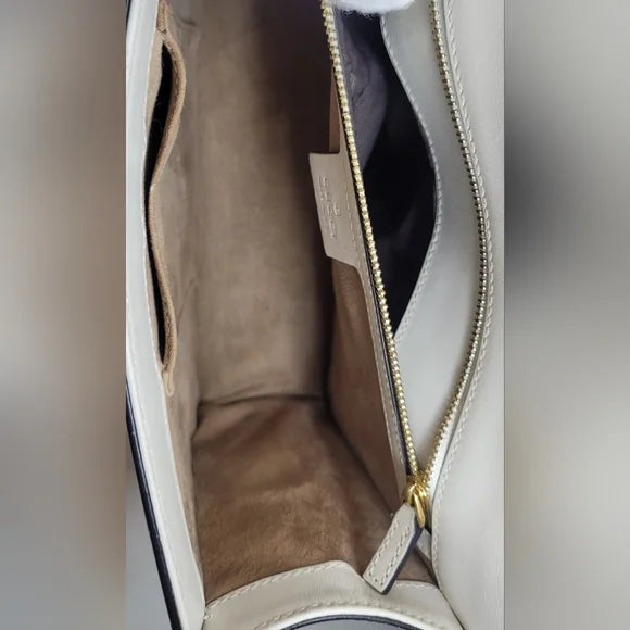 Gucci Sylvie 2 Way White Calfskin Leather Handbag