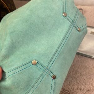 Tiffany & Co. Metallic Silver x Green Reversible Tote with Pouch