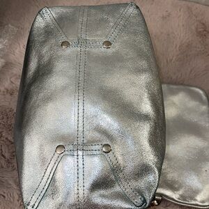 Tiffany & Co. Metallic Silver x Green Reversible Tote with Pouch