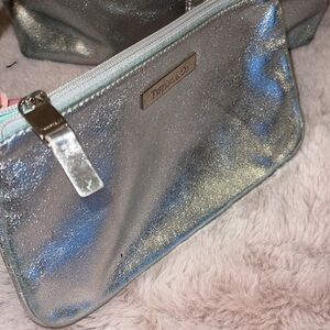 Tiffany & Co. Metallic Silver x Green Reversible Tote with Pouch