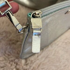 Tiffany & Co. Metallic Silver x Green Reversible Tote with Pouch