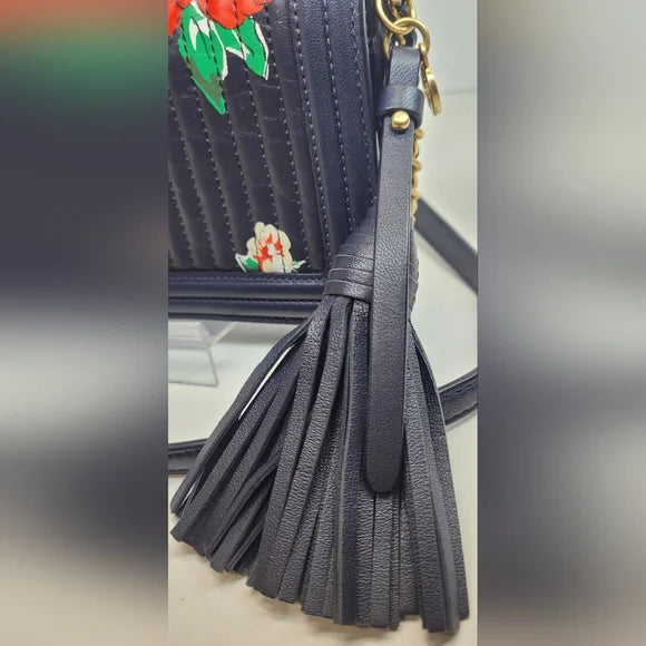 Tori Burch Floral Fleming Soft Leather Crossbody Bag