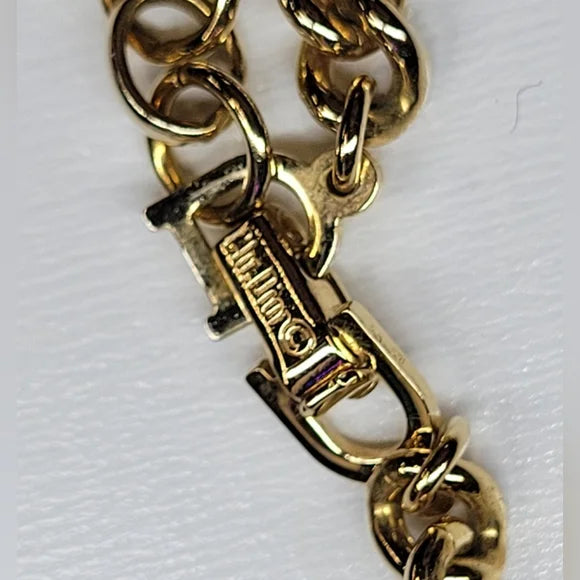 Christian Dior Gold Platted Necklace With Black Enamel And Rhinestones