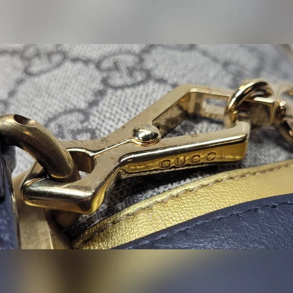 Gucci GG Supreme Osiride Black & Gold Top Handle Bag