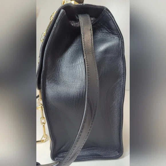 Gucci GG Supreme Osiride Black & Gold Top Handle Bag