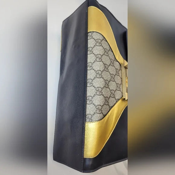Gucci GG Supreme Osiride Black & Gold Top Handle Bag