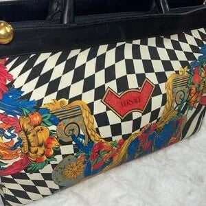Rare Vtg Gianni Versace Black & White Checker PVC Large shoulder bag