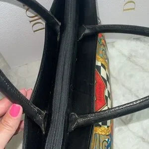 Rare Vtg Gianni Versace Black & White Checker PVC Large shoulder bag