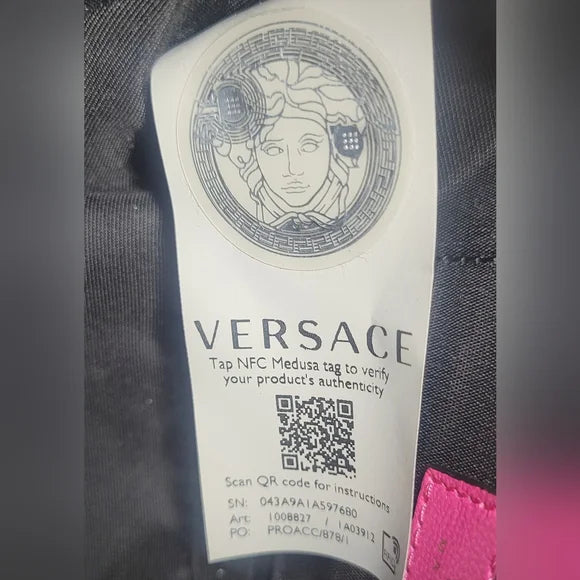 Versace La Medusa Pink Quilted Crossbody Camera Bag