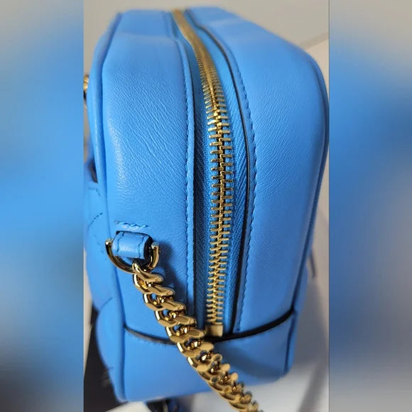 Sold!!! Versace La Medusa Blue Quilted Camera Bag