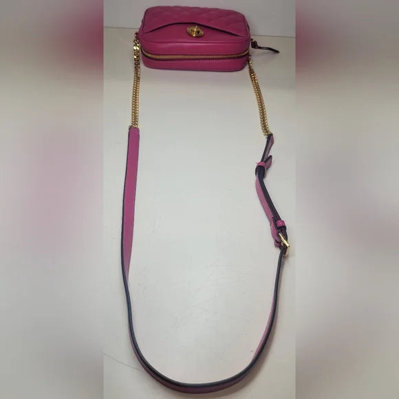 Versace La Medusa Pink Quilted Crossbody Camera Bag