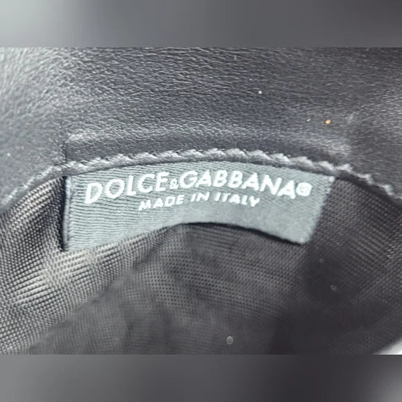 Dolce & Gabanna Mens Black Leather Logo Bi Fold Wallet