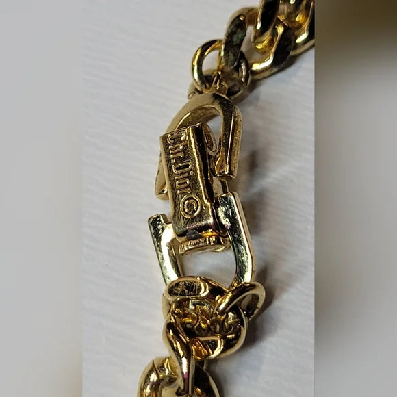 Christian Dior Gold Plated And Rhinstone CD Logo Bracelet