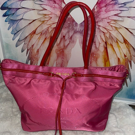 Prada pink Nylon tote 🩷
