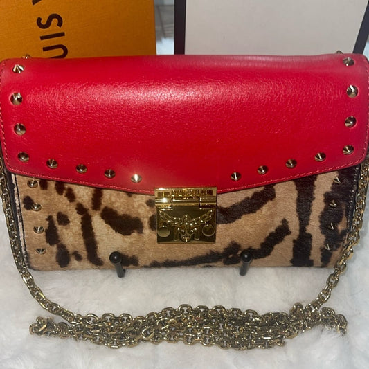 MCM calf hair & leather combo crossbody with original chain