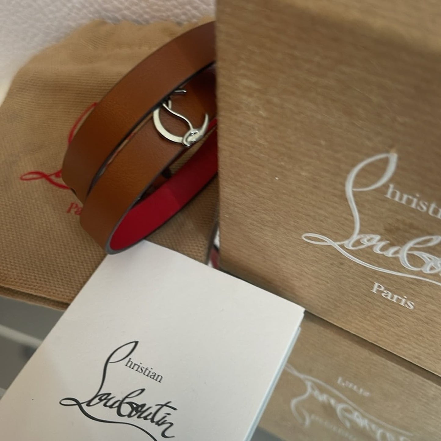 New full inclusion Christian Louboutin leather adjustable wraparound bra…