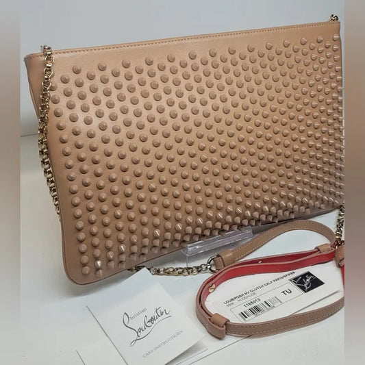 🩷Christian Louboutin nude Studded crossbody Bag🔥