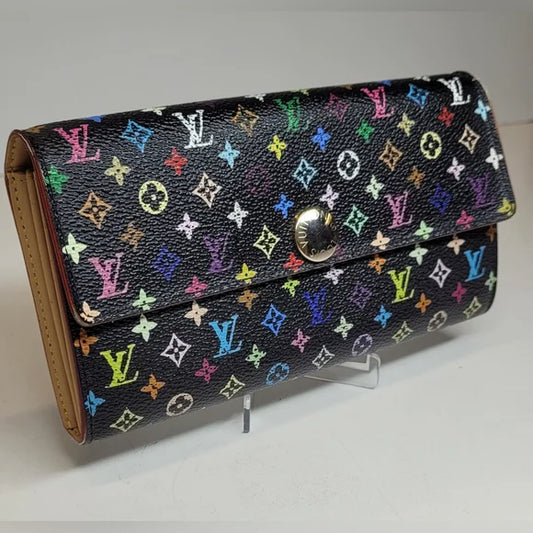 Louis Vuitton Murakami Multicolor Monogram Leather Sarah Wallet