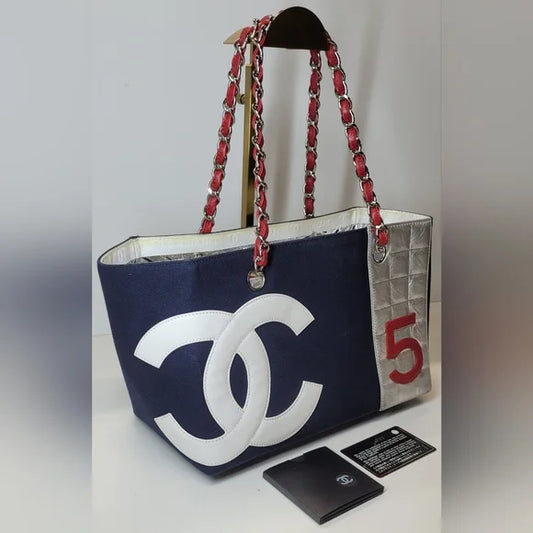 Chanel Vintage No.5 Shopper Tote, series 7 with coa card, clean!