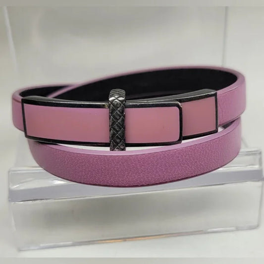 Bottega Veneta Pink Leather Wrap Around Bracelet