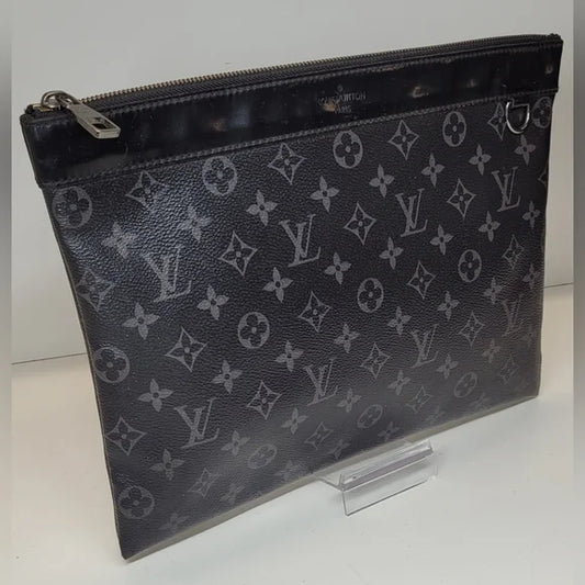 Louis Vuitton Black Monogram Eclipse Leather Clutch
