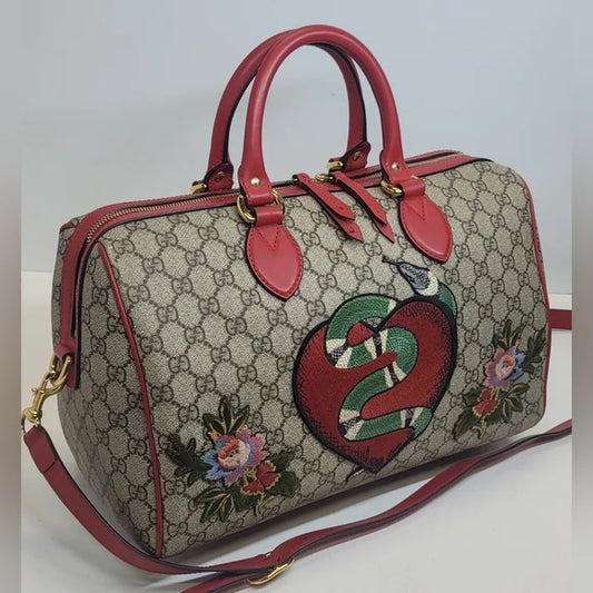 Gucci GG Supreme Limited Edition Cruise Collection Boston Snake Bag 🩷 Large Bag!