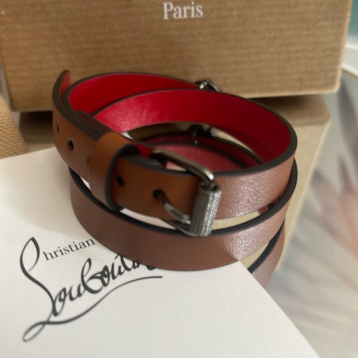 New full inclusion Christian Louboutin leather adjustable wraparound bra…