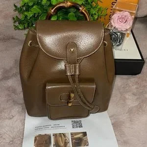 Gucci vintage bamboo backpack with COA