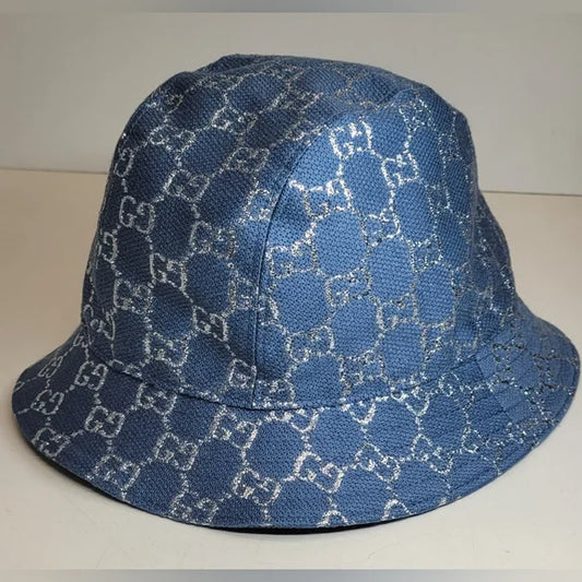 Gucci GG Supreme Blue / Silver Bucket Hat