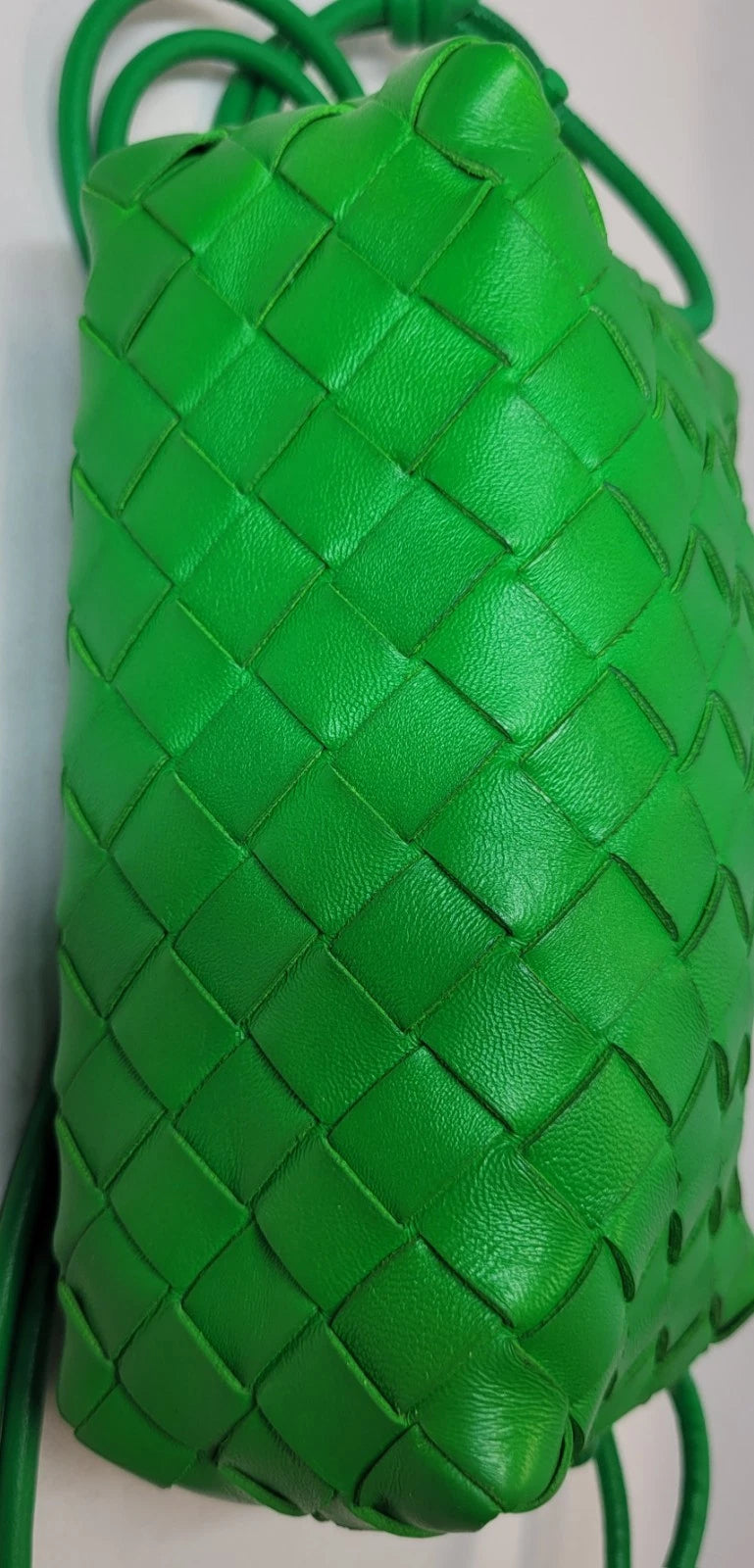 Bottega Veneta Green Woven Leather Small Loop Camera Bag