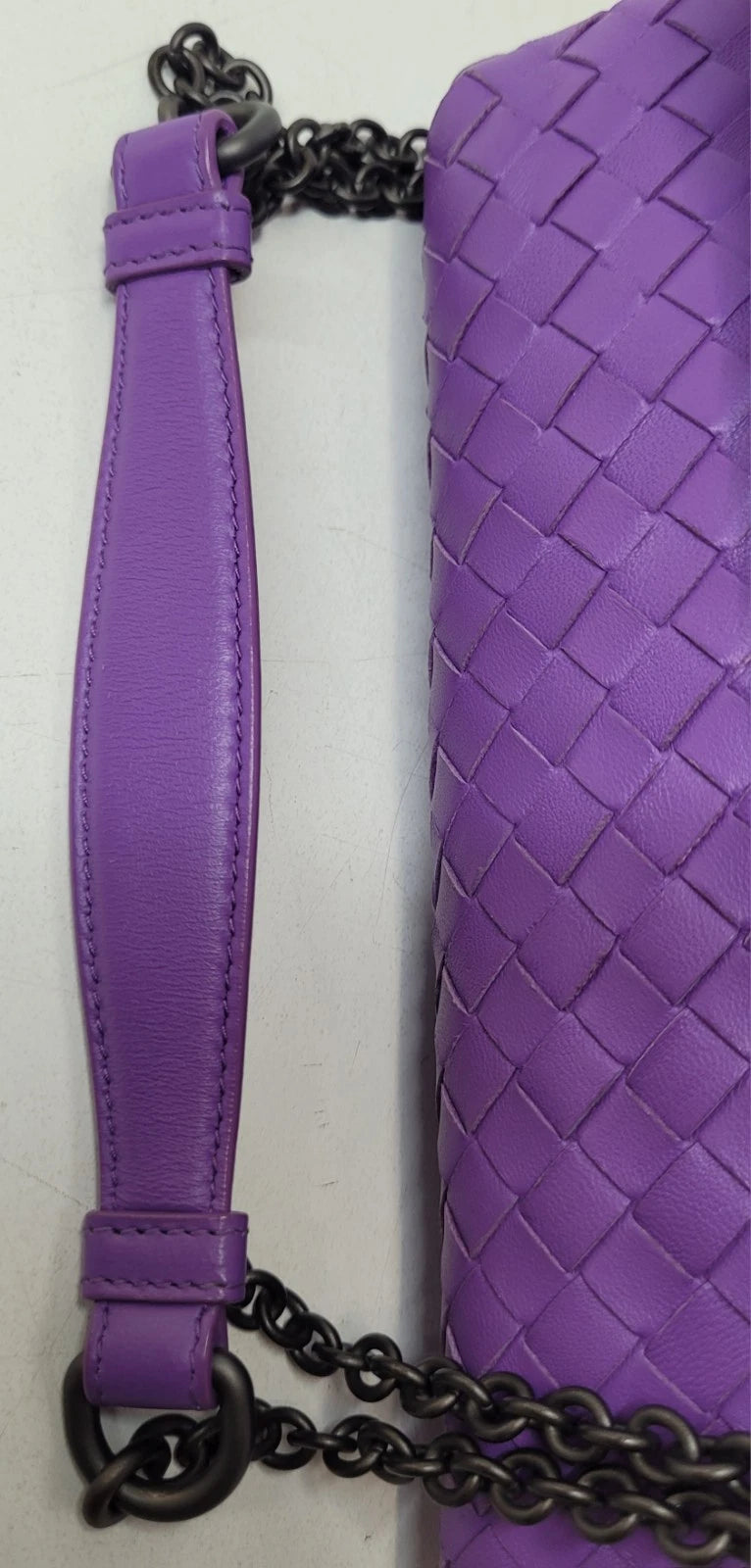 Bottega Veneta Intrecciato Woven Purple Leather Shoulder Bag
