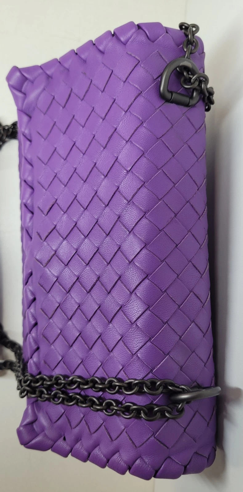 Bottega Veneta Intrecciato Woven Purple Leather Shoulder Bag