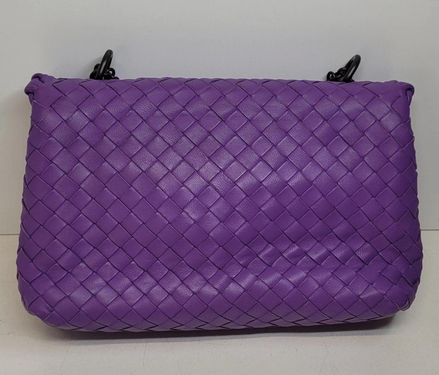 Bottega Veneta Intrecciato Woven Purple Leather Shoulder Bag