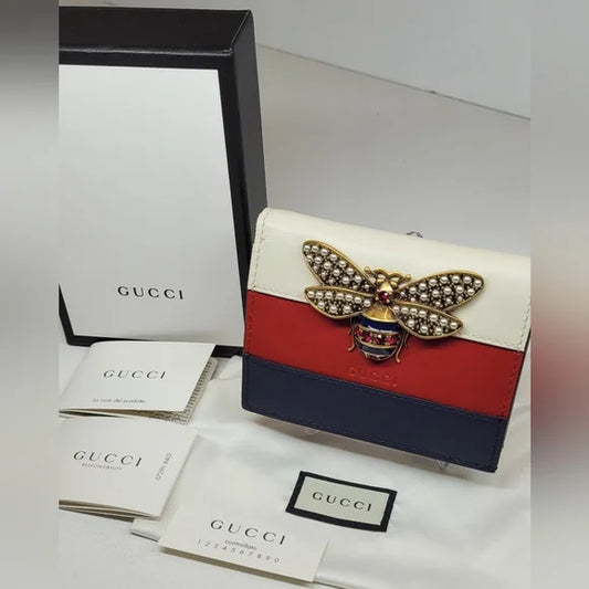 Gucci Queen Margaret Bee Leather Card Case Wallet full inclusion
