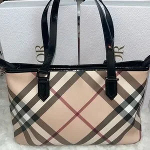 Burberry Supernova check PVC leather large tote bag