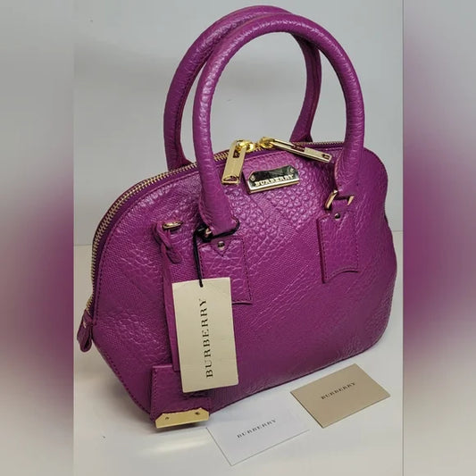Burberry Purple Leather Orchard Bowler Bag