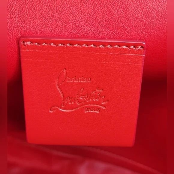 Christian Louboutin White Leather Studded Skypouch crossbody bag large