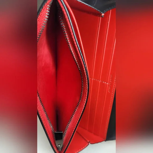 Christian Louboutin Black Leather Studded Clutch / Wristlet