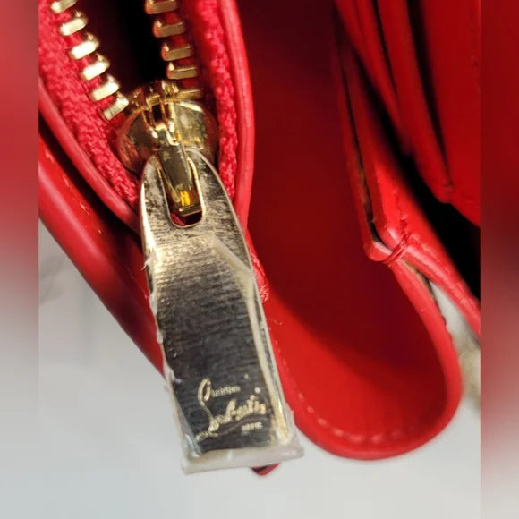 Christian Louboutin Tri Black And Leopard Gold Studded Clutch / Shoulder Bag