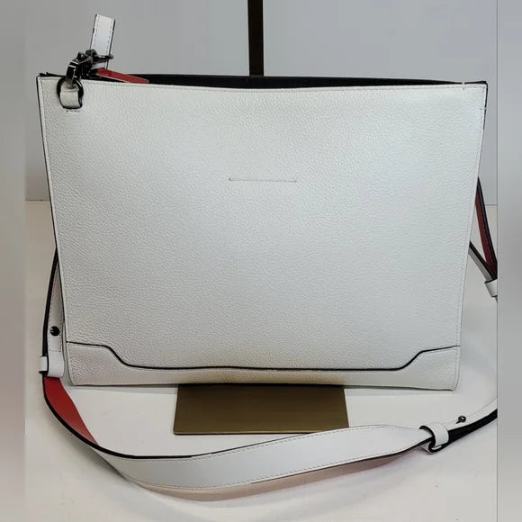 Christian Louboutin White Leather Studded Skypouch crossbody bag large