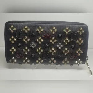 Christian Louboutin Panettone Black Leather Studded Wallet