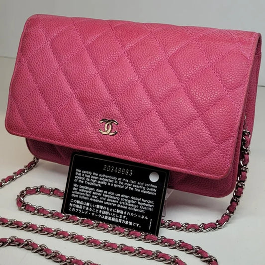 Chanel Pink Caviar Quilted Matelasse Wallet/Bag