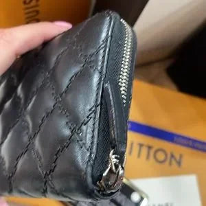 Chanel lambskin CC quilted long wallet with COA cards