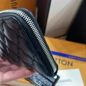 Chanel lambskin CC quilted long wallet with COA cards