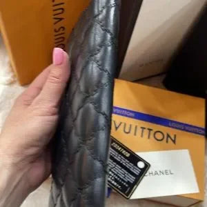 Chanel lambskin CC quilted long wallet with COA cards