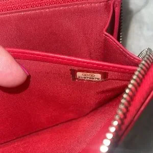 Chanel Red Quilted Caviar Leather CC with COA card