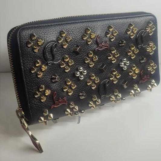 Christian Louboutin Panettone Black Leather Studded Wallet