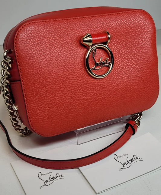 Christian Louboutin Red Leather Rubylou Camera Bag