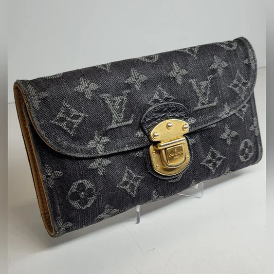 Louis Vuitton Black Denim Amelia Wallet